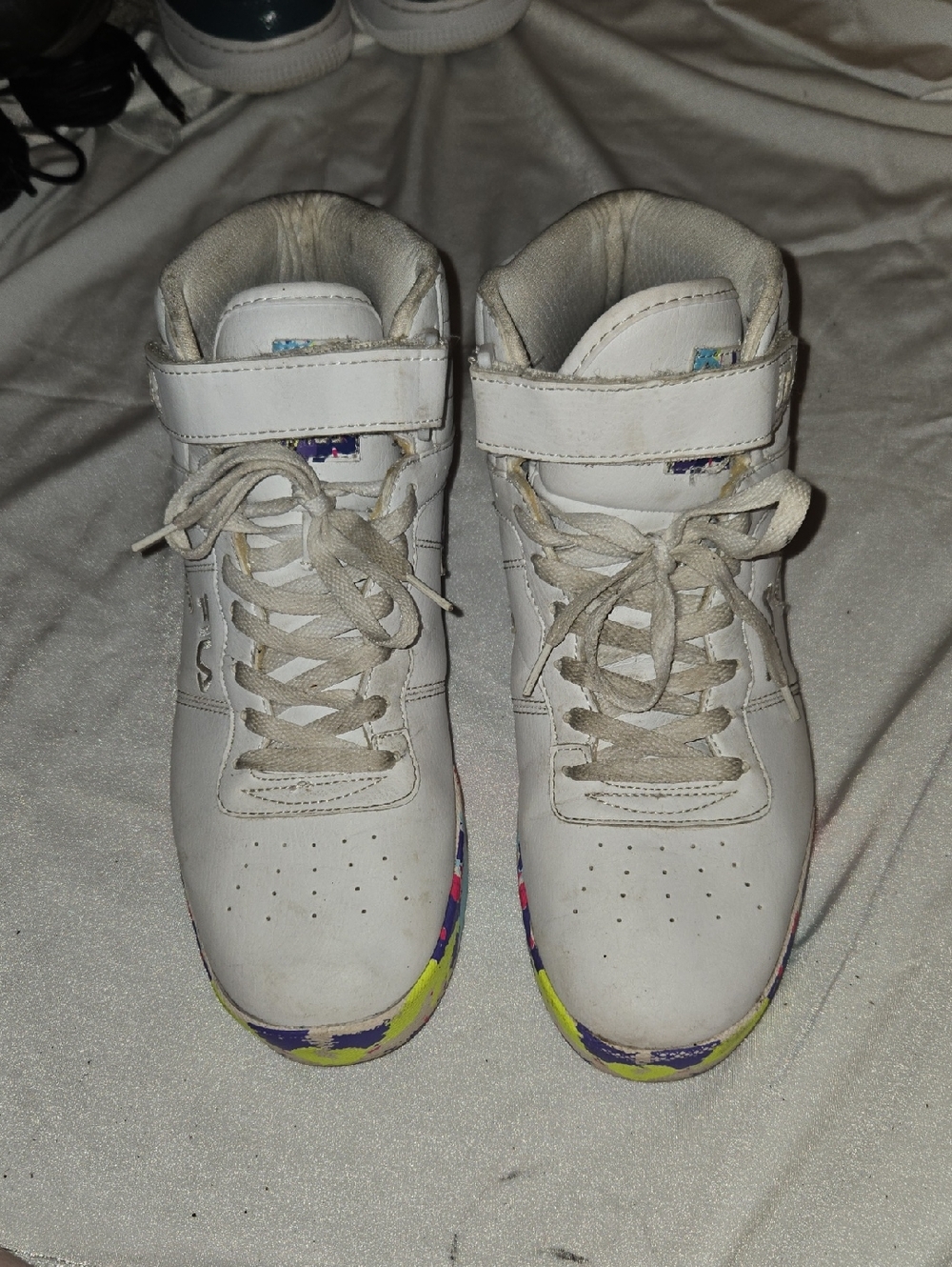 Fila White High-Top Sneakers Paintball Splatter Size 11